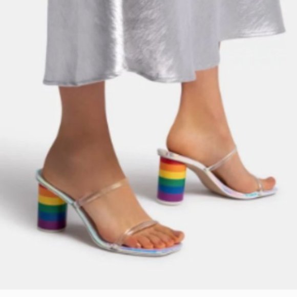 Dolce Vita Noles Sandals New Women Rainbow Shoes sz 8 Striped Heel